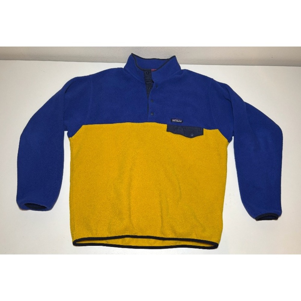 Men's Patagonia Lightweight Synchilla® Snap-T Pullover Fleece | Blue/Yellow | L